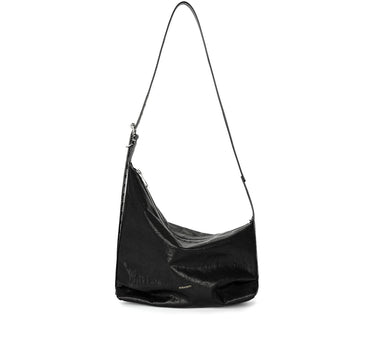 Abstract Eyelet Hobo Bag Small - Black